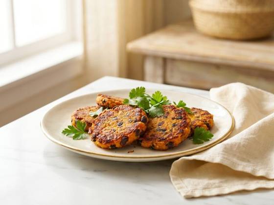 Galettes patate douce & haricots noirs