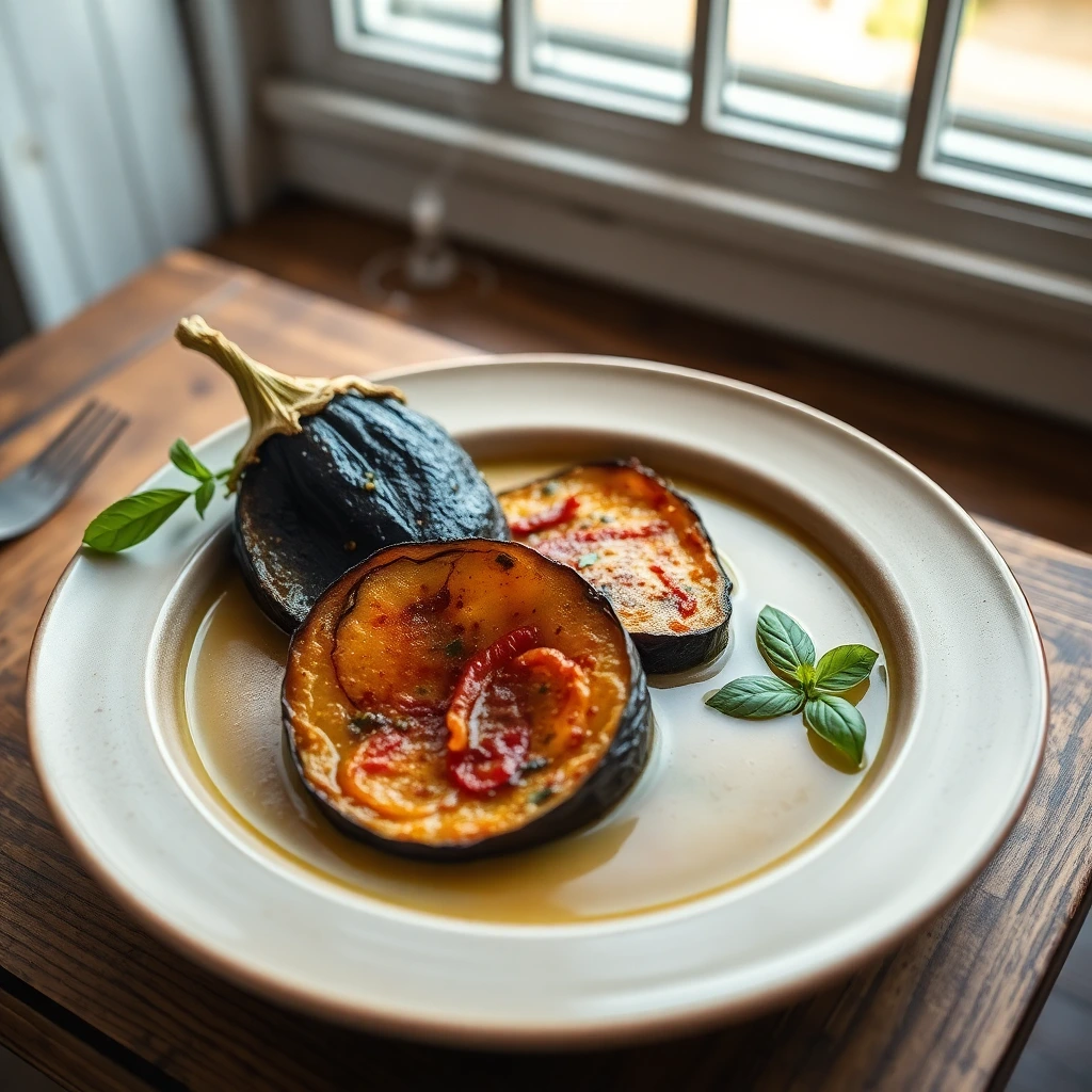 Aubergines rôties ail & basilic