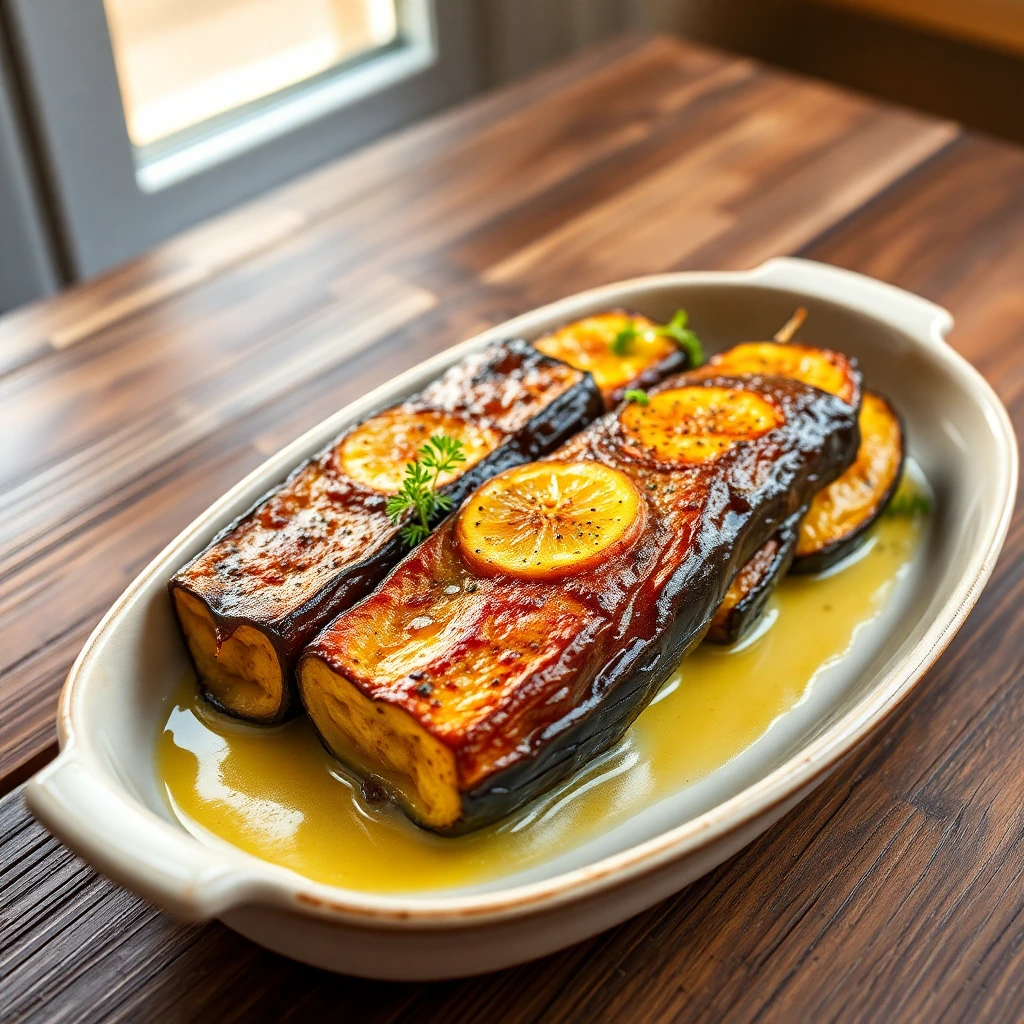 Aubergines rôties Citron-poivre