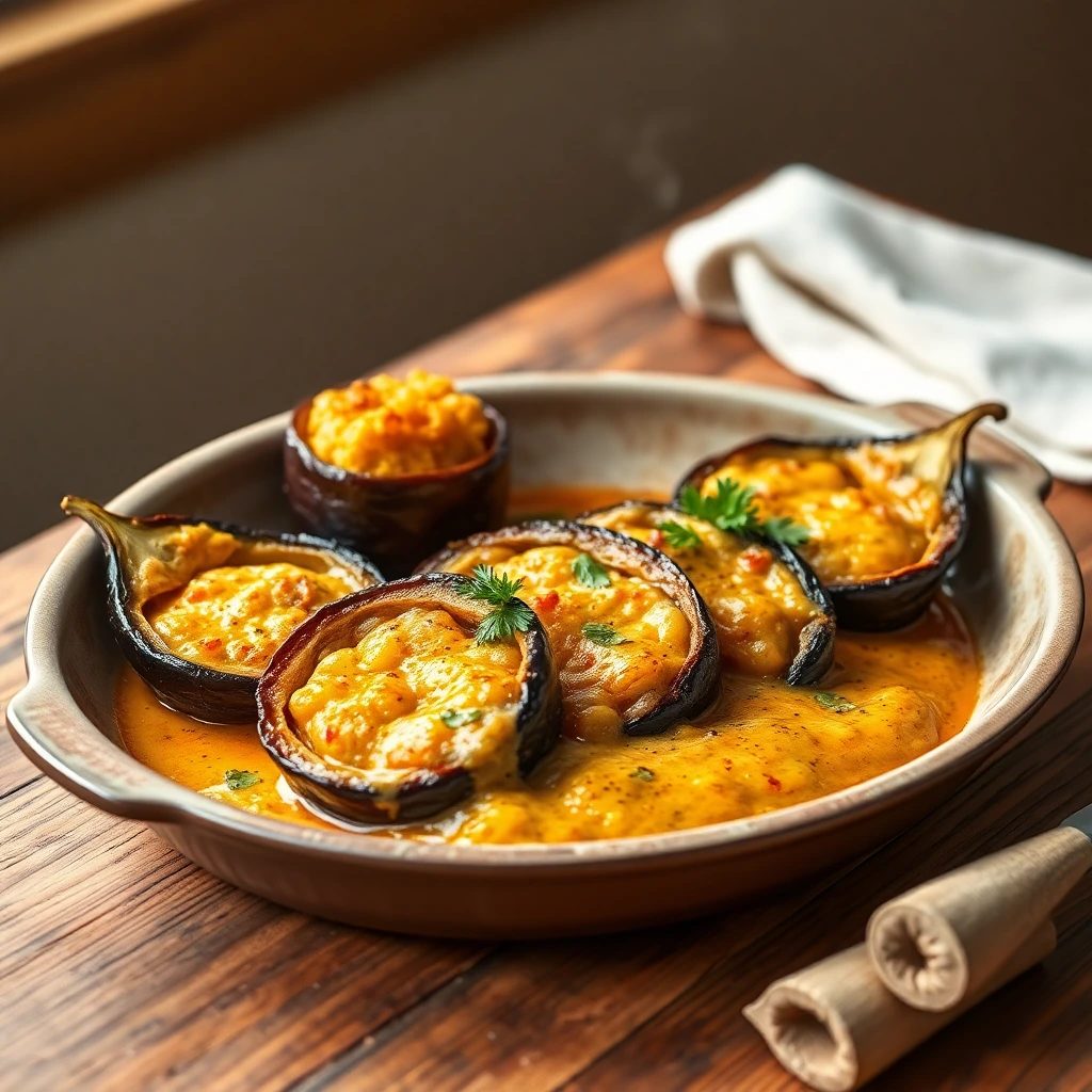 Aubergines rôties Curry-coco