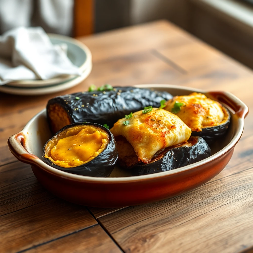 Aubergines rôties Miel-moutarde