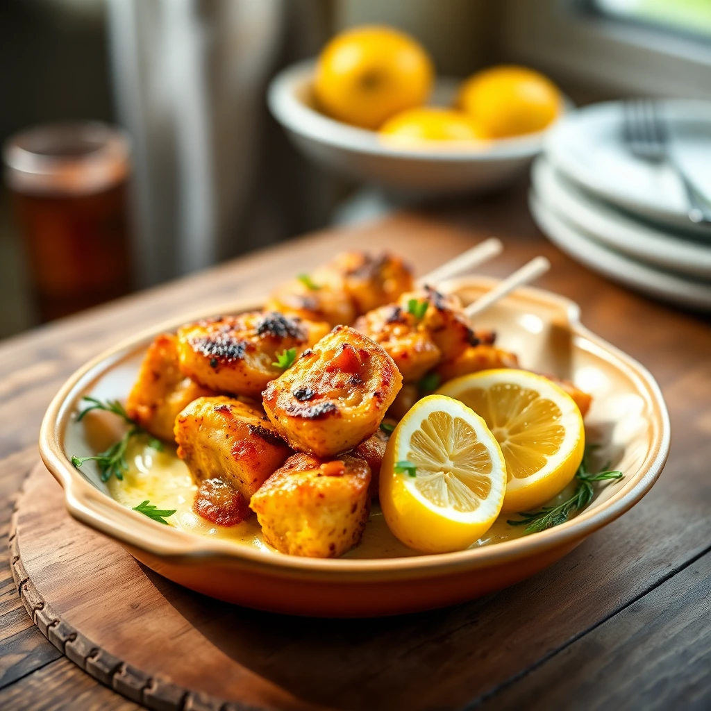 Brochettes de poulet curcuma & citron