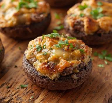 Champignons farcis au steack & fromage