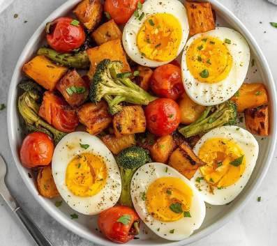 Oeufs durs & légumes rôtis