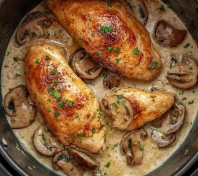 Poulet crème & champignons fondant