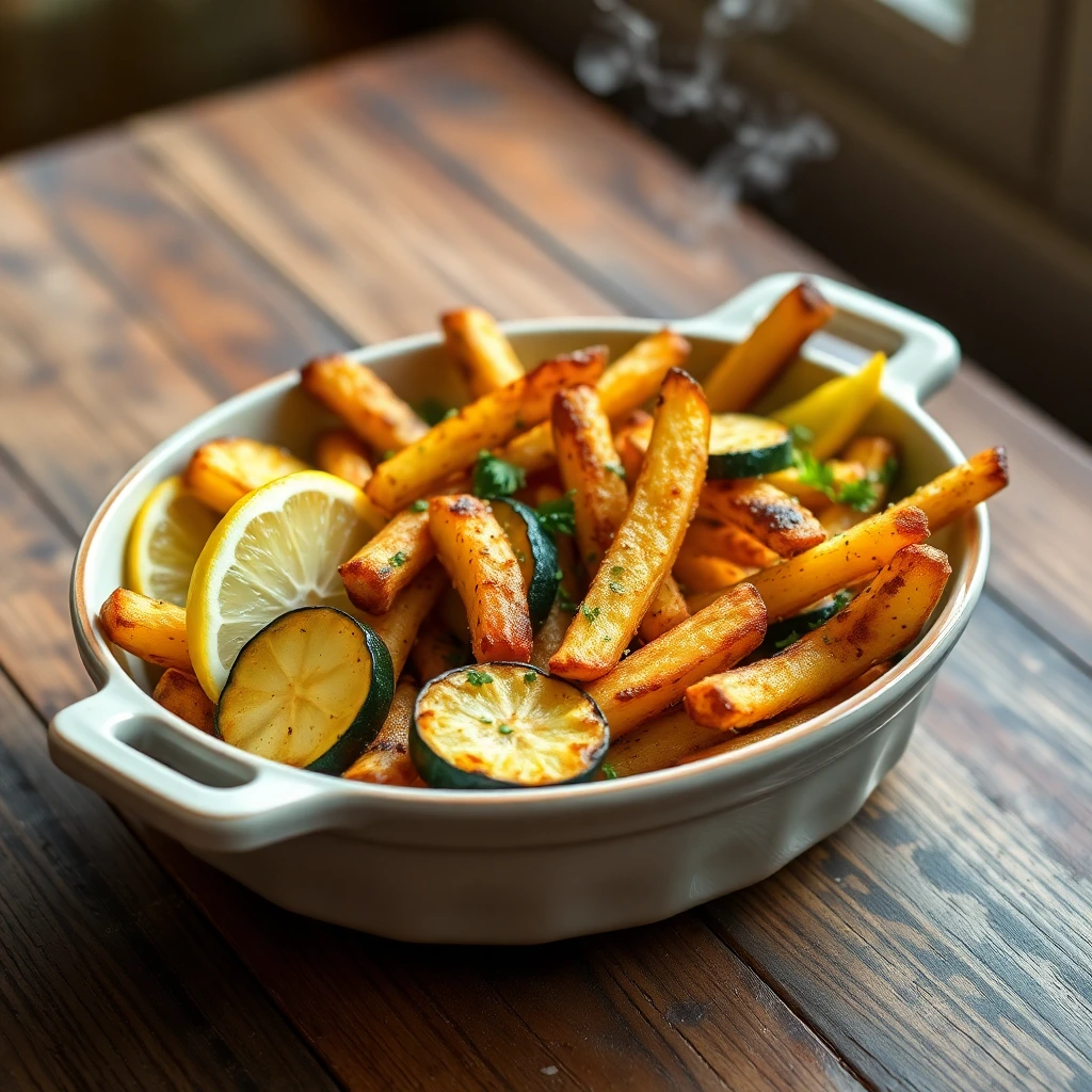Frites de courgette panées Citron & herbes