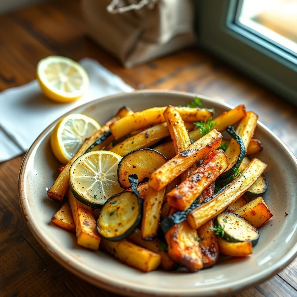 Frites de courgette panées Citron-poivre