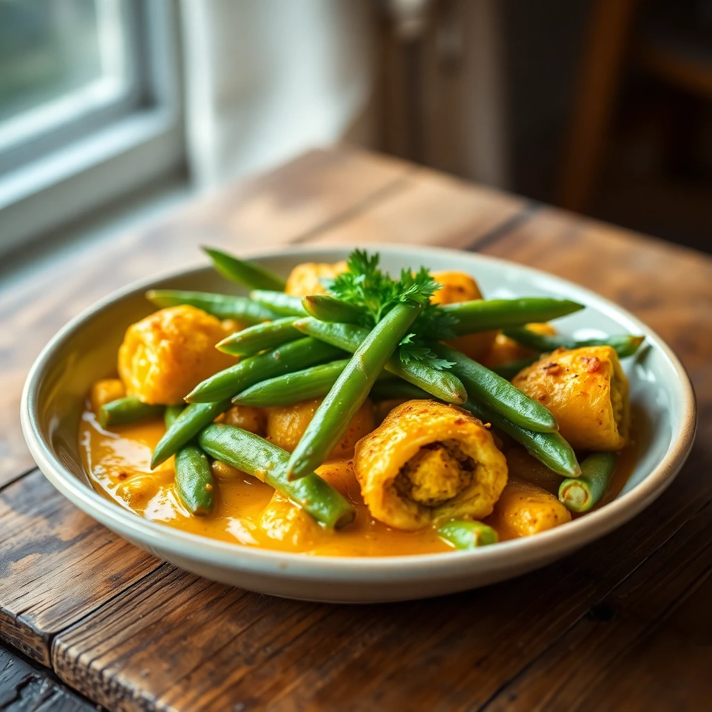 Haricots verts Curry-coco