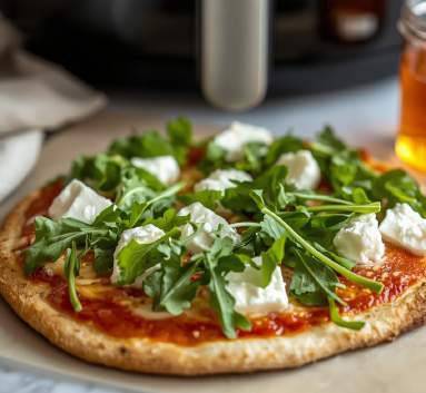 Pizza healthy chèvre miel et roquette
