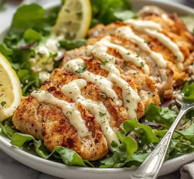 Salade ceaser healthy au poulet croustillant