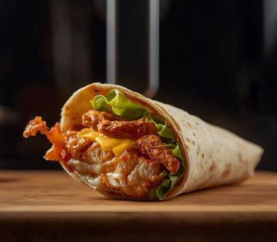Wrap chaud au poulet et fromage