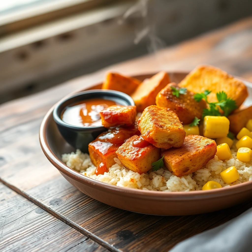 Tofu mariné BBQ fumé