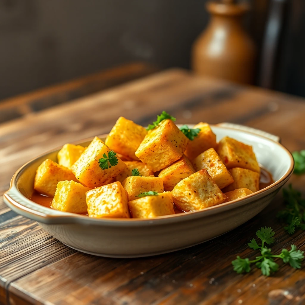 Tofu mariné Curry-coco